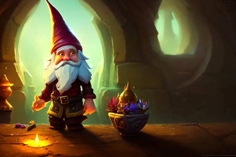 Image similar to [ important ] amazing portrait of funny gnome ], hearthstone splash art, deiv calviz, splash art, natural light, elegant, intricate, fantasy, atmospheric lighting, by greg rutkowski, hearthstone splash art, hd wallpaper, ultra high details, cinematic composition, professional master piece made in one year