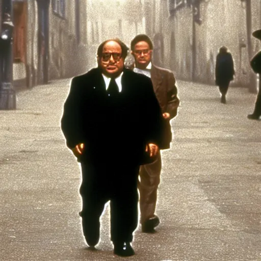 Image similar to A still of Danny Devito in Schindler's List