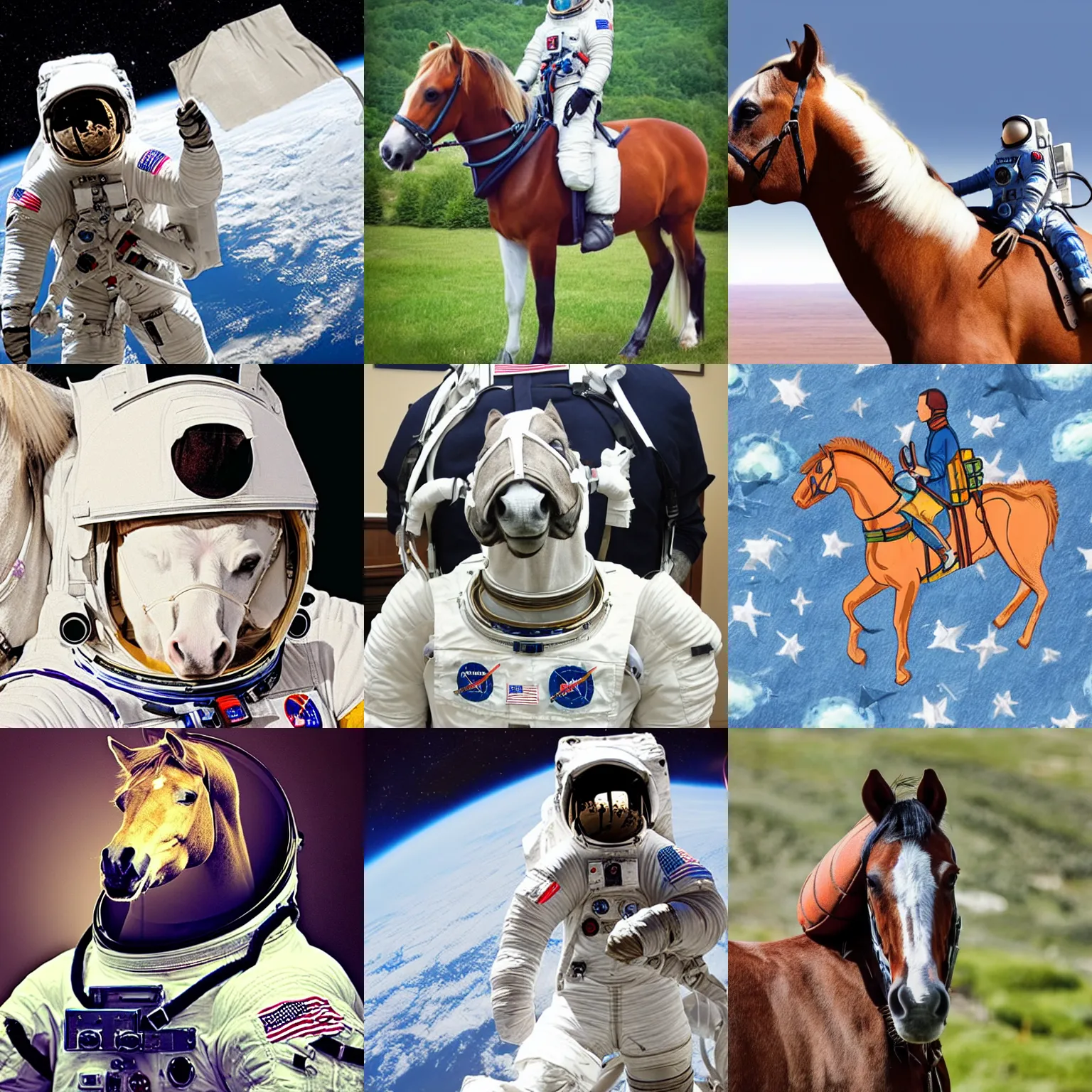 Prompt: horse on astronaut shoulder