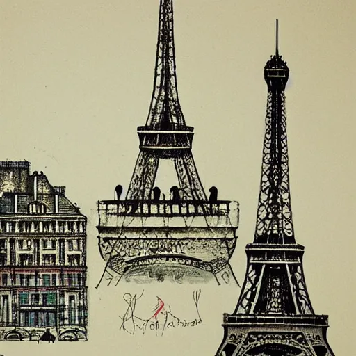 Image similar to rejected designs for the eiffel tower