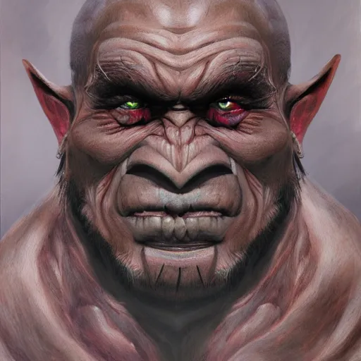 Image similar to detailed portrait painting of a orc gentleman