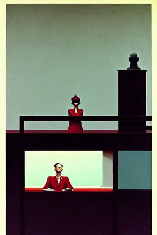 Image similar to dictatorship, edward hopper and james gilleard zdzislaw beksisnski higly detailed