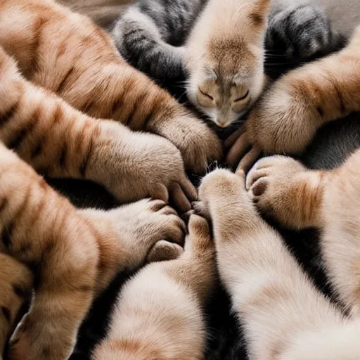 Image similar to ring of cats holding paws dancing