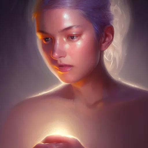 Prompt: Portrait of a light being, radiant, glowing light, filaments of light everywhere, intricate, cinematic lighting, highly detailed, digital painting, artstation, concept art, smooth, sharp focus, illustration, art by Artgerm and Greg Rutkowski, Cgsociety