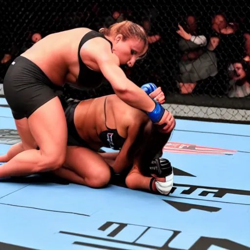 Image similar to transgender muscular woman beating up woman in ufc