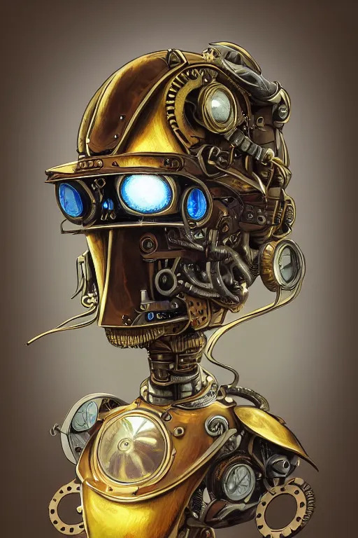 Image similar to steampunk helmet fantasy art mask robot ninja stylized digital illustration sharp focus, elegant intricate digital painting artstation concept art global illumination ray tracing advanced technology chaykin howard and campionpascale and cooke darwyn and davis jack