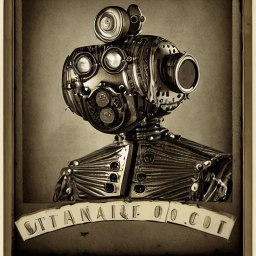 Image similar to portraits of steampunk robots by Louis Daguerre