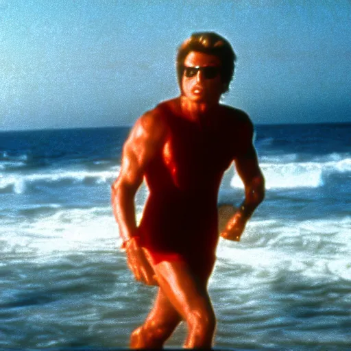 Prompt: Michael Cimino in Baywatch. Movie still frame. 4K UHD.