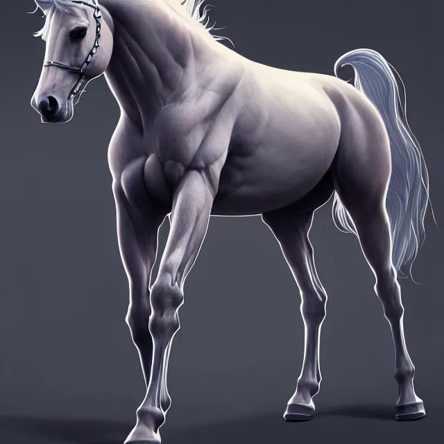 Image similar to epic professional digital art of human-horse hybrid, full body view, best on artstation, cgsociety, wlop, Behance, pixiv, cosmic, epic, stunning, gorgeous, much detail, much wow, masterpiece