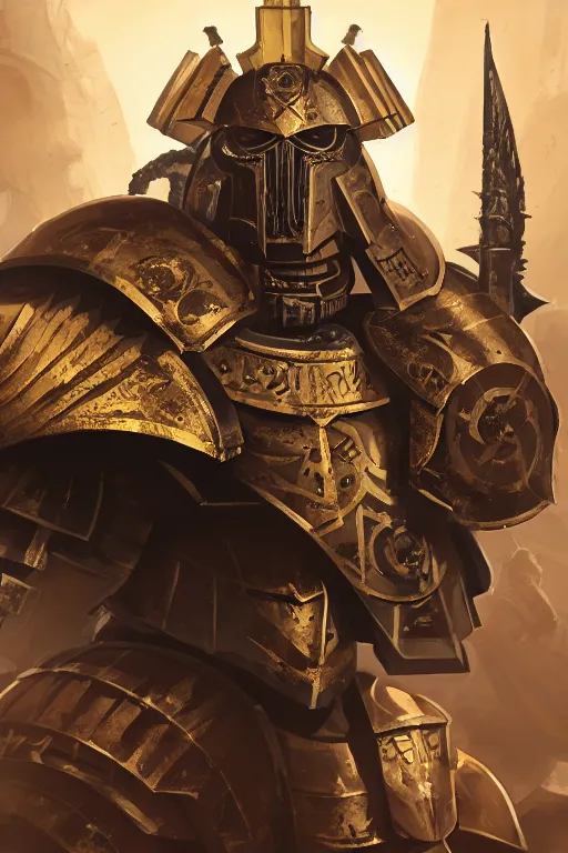 Image similar to armor portrait heros warhammer 4 0 k horus heresy fanart - the primarchs emperor by johannes helgeson animated with vfx concept artist & illustrator global illumination ray tracing hdr fanart arstation zbrush central hardmesh 8 k octane renderer comics stylized