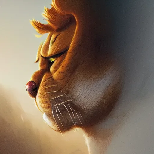 Prompt: close up of garfield realistic shaded, fine details, realistic shaded lighting poster by greg rutkowski