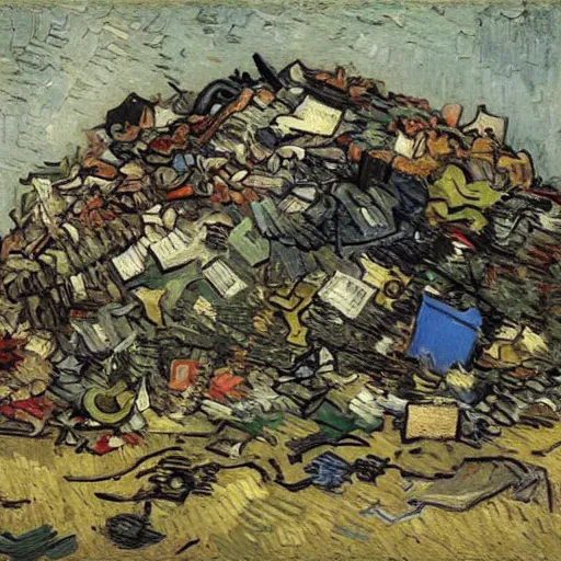 Prompt: pile of garbage, art by van gogh