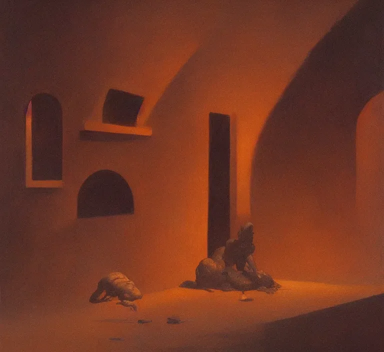 Image similar to dark oven of souls, artstation, art by edward hopper, zdzislaw beksinski, highly detailed