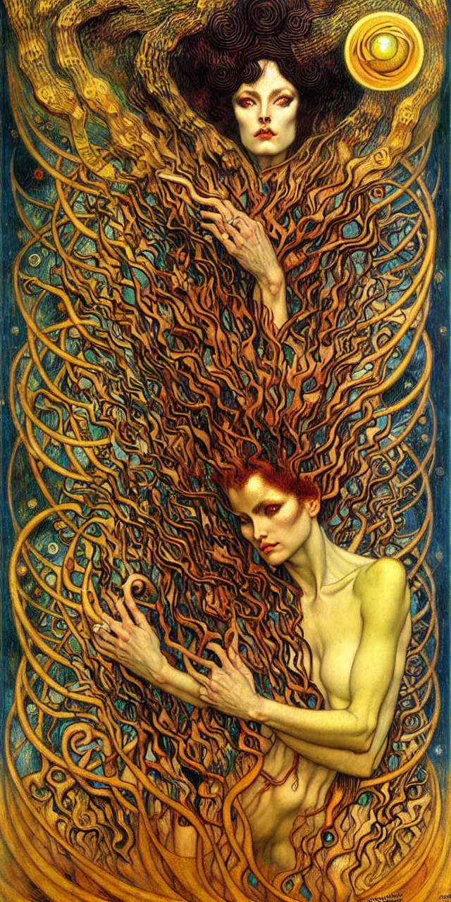 Image similar to Divine Chaos Engine by Karol Bak, Jean Delville, William Blake, Gustav Klimt, and Vincent Van Gogh, symbolist, visionary