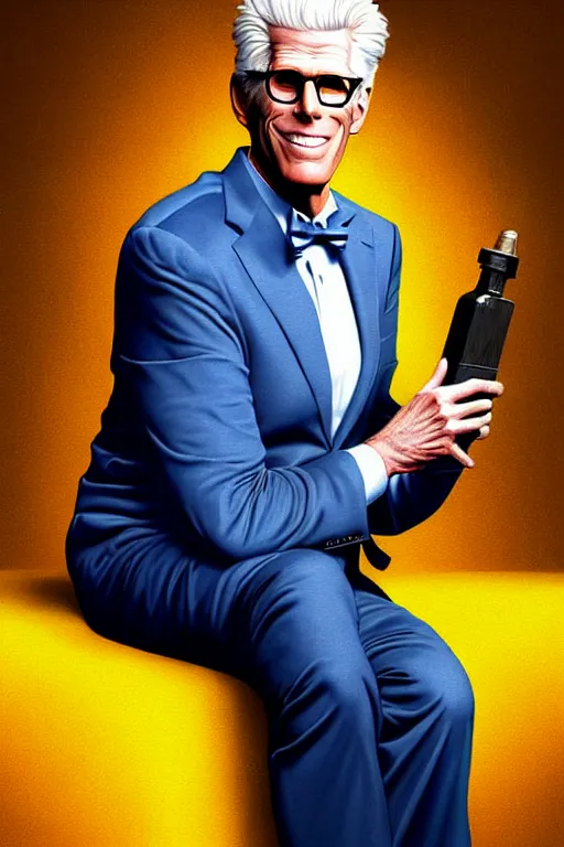 Image similar to a painting of ted danson in the good place, art by robin eley