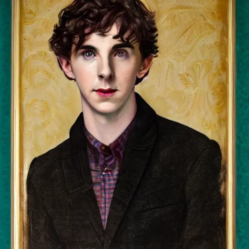 Prompt: portrait of a hybrid of benedict cumberbatch and freddie highmore and timothee chalamet, photo realistic, highly detailed, perfect face, art by edward robert hughes, henry justice ford