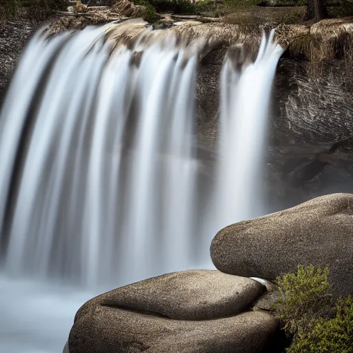 Prompt: an award - winning professional photograph of a waterfall in yosemite national park, raw