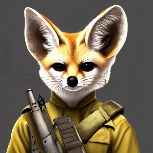 Image similar to Fennec Fox as a Soldier, Artstation, Digital Art, Award Winning Masterpiece,