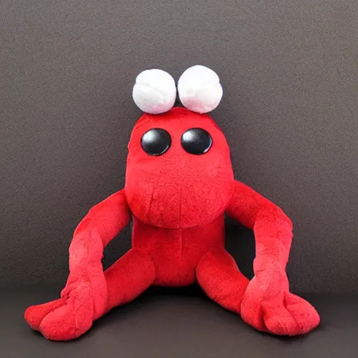 Image similar to adorable strawberry creature with multiple eyes plush toy