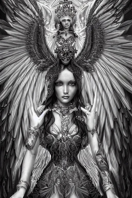 Image similar to queen of the harpies, symmetrical, highly detailed, digital art, sharp focus, trending on art station