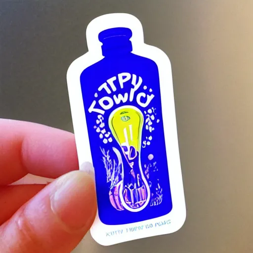 Prompt: trippy kombucha bottle label sticker