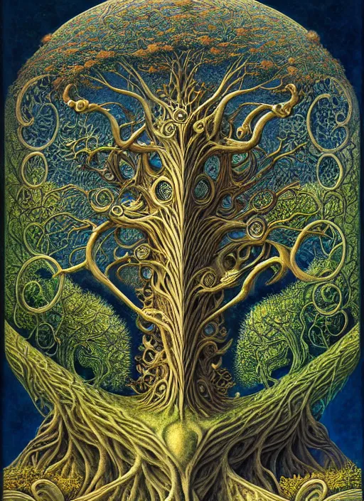 Image similar to tree of life by roger dean and andrew ferez, art forms of nature by ernst haeckel, divine chaos engine, symbolist, visionary, art nouveau, botanical fractal structures, organic, detailed, realistic, surreality