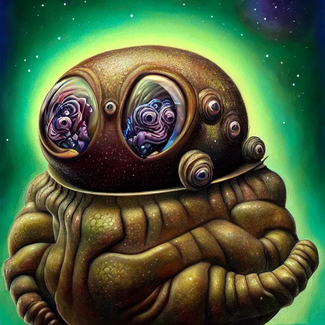 Image similar to a highly detailed tardigrade, it has a beautiful unconventional face, floating through deep space, elegant, hyperrealistic, digital painting, artstation, realism, concept art, pop, smooth, mythological, sharp focus, qualia, illustration, art by mark ryden 3 d 8 k ultra detailed