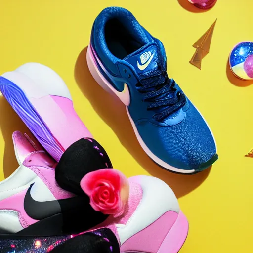 Image similar to a photo of a sailor moon nike shoes, nike photoshoot, 4 k