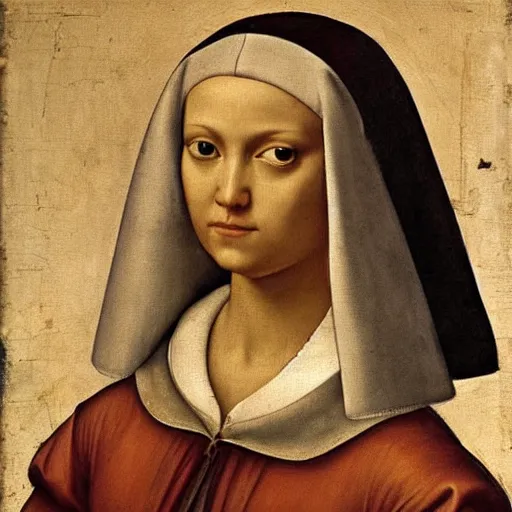 Prompt: Renaissance portrait painting of a cat nun