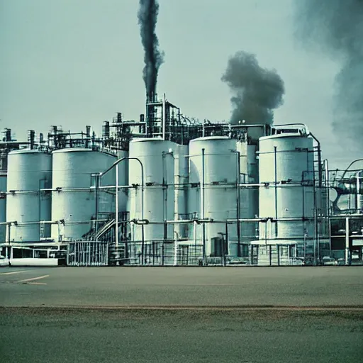 Image similar to chemical plant, film photography, by takuma nakahira