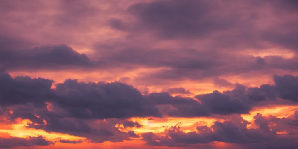 Prompt: realistic sunset with clouds, hyperrealistic, photograph, 35mm, sharp focus