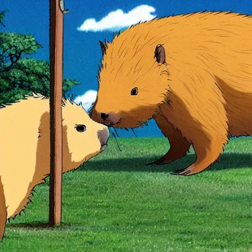 Prompt: beautiful Studio Ghibli movie about a capybara, award-winning