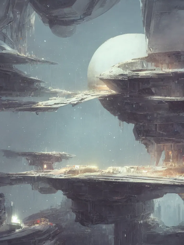 Prompt: concept art of a giant white dome with a single bridge leading outside to the ocean, grimy, gritty, blade runner 2 0 4 9, trending on artstation, award winning painting, cgi, art by john berkey and anton fadeev and john howe and simon stalenhag