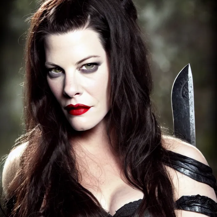 Image similar to full body photograph of liv tyler as a vampire warrior. Extremely detailed. 8k