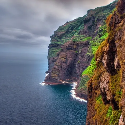 Image similar to madeira island invaded by furious king kong by the bay, cinematic shot, realistic, hdr, color, wide shot