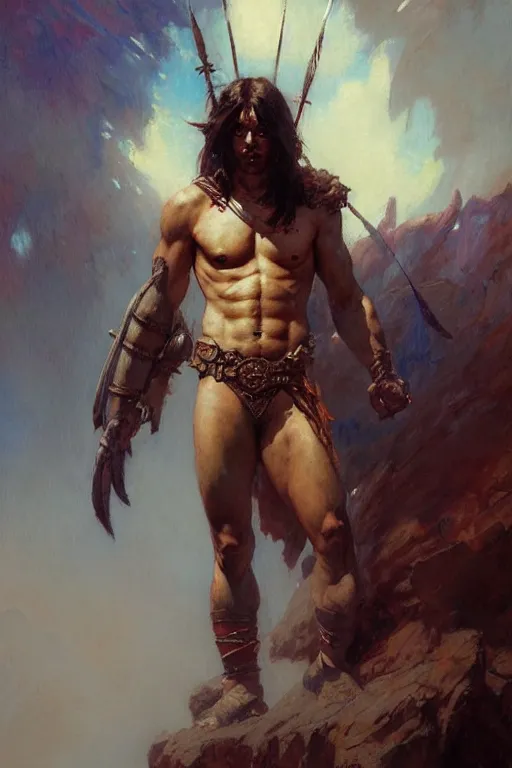 Image similar to warrior, attractive male, character design, painting by gaston bussiere, greg rutkowski, katsuya terada, frank frazetta, trending on artstation