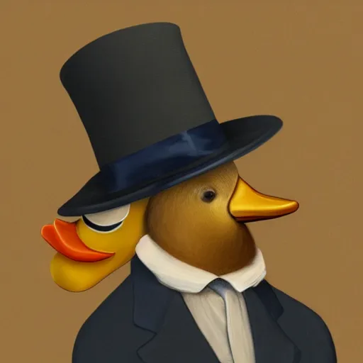 Image similar to a high detail photo of a man with a duck's head wearing a suit, photorealism