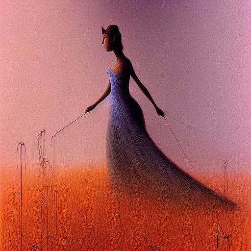 Image similar to Cinderella in style of Zdislaw Beksinski