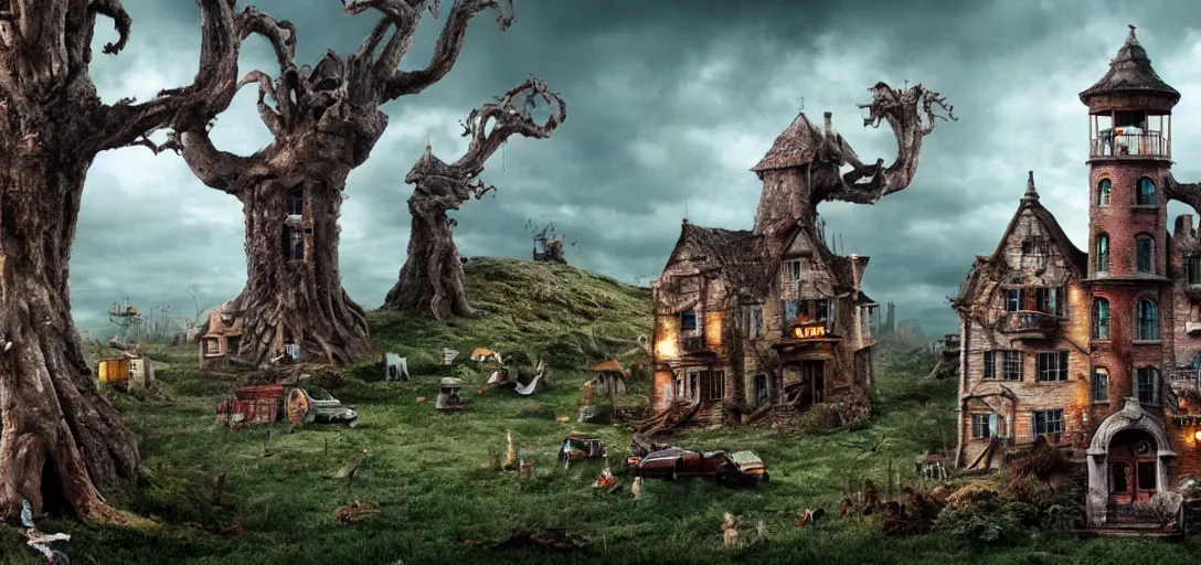 Image similar to a very high resolution image from a new movie. environment. photorealistic, photography, directed by tim burton