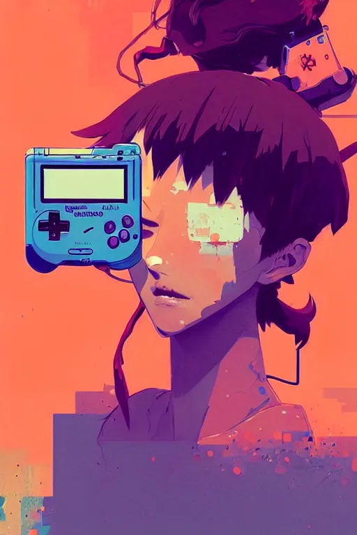 Image similar to a ultradetailed painting of a gameboy, by conrad roset, greg rutkowski and makoto shinkai trending on artstation