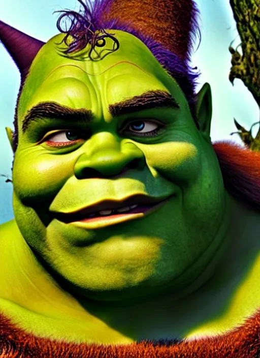 Prompt: photo of a gorgeous shrek the style of stefan kostic, realistic, sharp focus, 8 k high definition, insanely detailed, intricate, elegant, art by stanley lau and artgerm