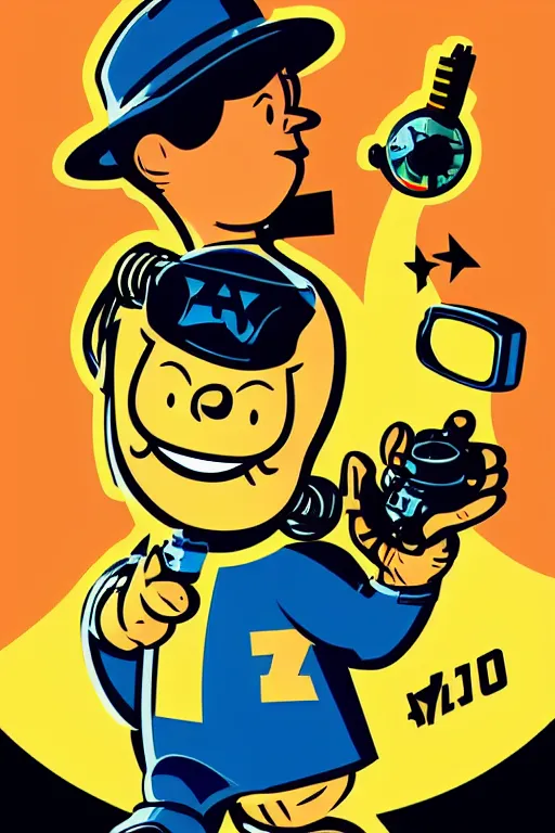 Image similar to fallout 7 6 retro futurist illustration art by butcher billy, sticker, colorful, illustration, highly detailed, simple, smooth and clean vector curves, no jagged lines, vector art, smooth andy warhol style