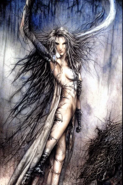 Prompt: highway to hell by luis royo.