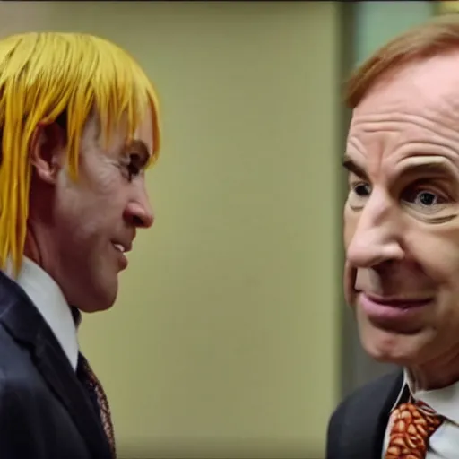 Image similar to youtube screenshot of saul goodman reacting to naruto