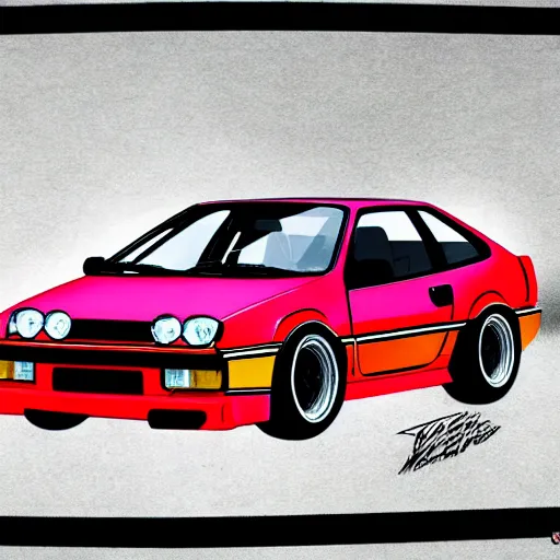 Image similar to volkswagen corrado initial d, anime art