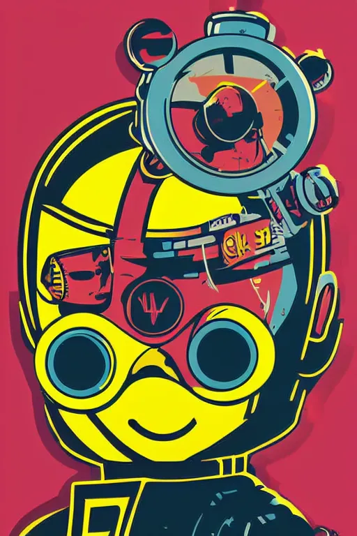 Image similar to fallout 7 6 retro futurist illustration art by butcher billy, sticker, colorful, illustration, highly detailed, simple, smooth and clean vector curves, no jagged lines, vector art, smooth andy warhol style