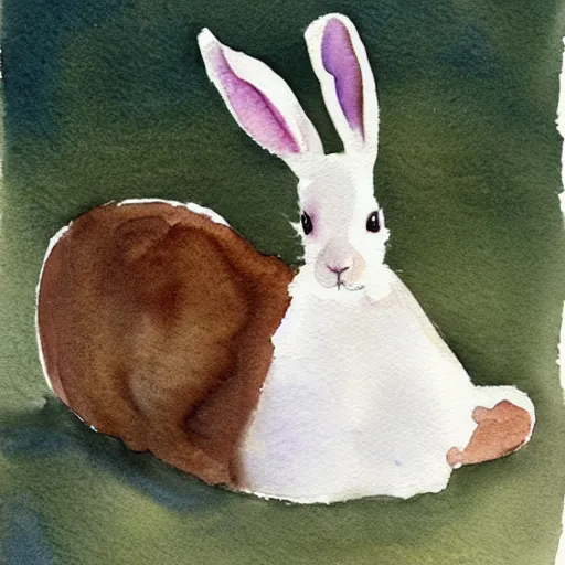 Image similar to a rabbit wearing a beautiful white dress, watercolour, realistic