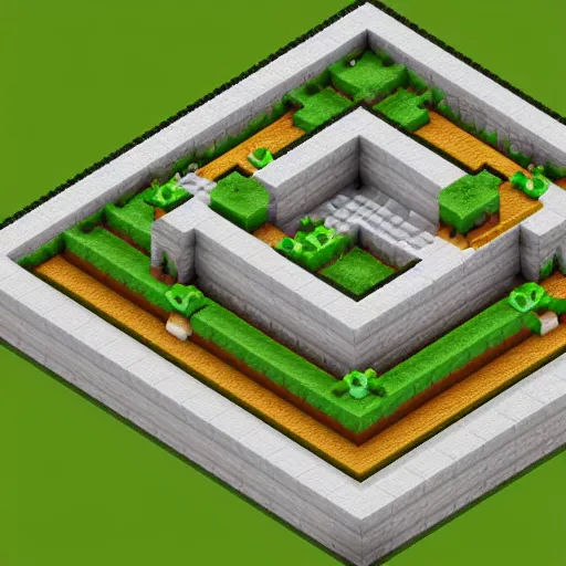 Prompt: isometric view of minecraft