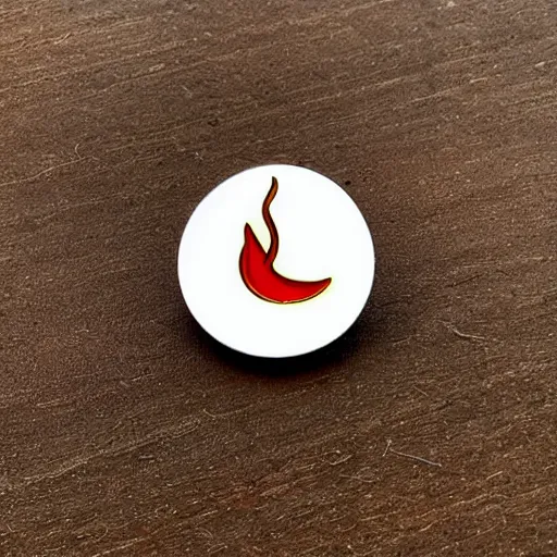 Image similar to minimalistic clean enamel pin of fire flame warning label