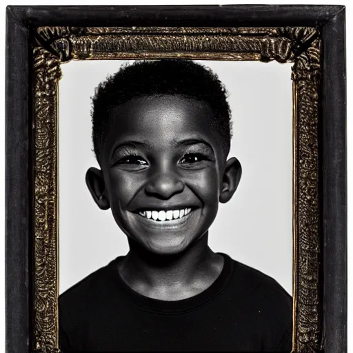 Image similar to portrait of a black boy smiling, studio portrait